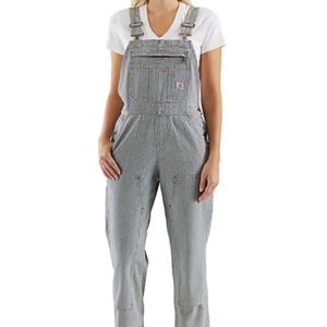 WOMEN'S RELAXED FIT DENIM RAILROAD STRIPE BIB OVERALL